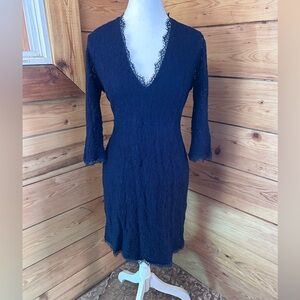 Babaton Dark Blue Lace Long Sleeve Dress Size 10 Formal Even Evening Office Line